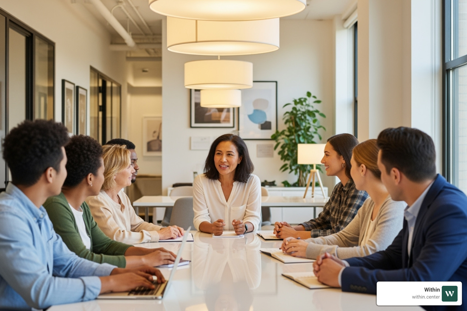 a leader speaking to their team in a supportive and open manner - Holistic wellness program a leader speaking to their team in a supportive and open manner - Holistic wellness program