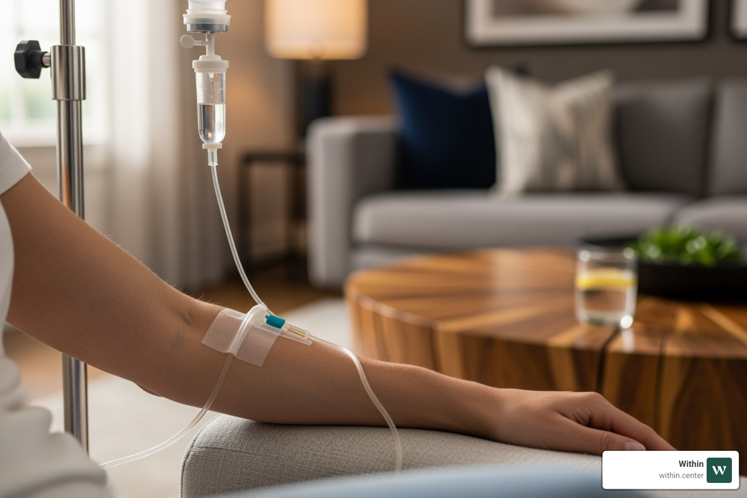 An IV therapy session in a comfortable, modern setting - Texas wellness center