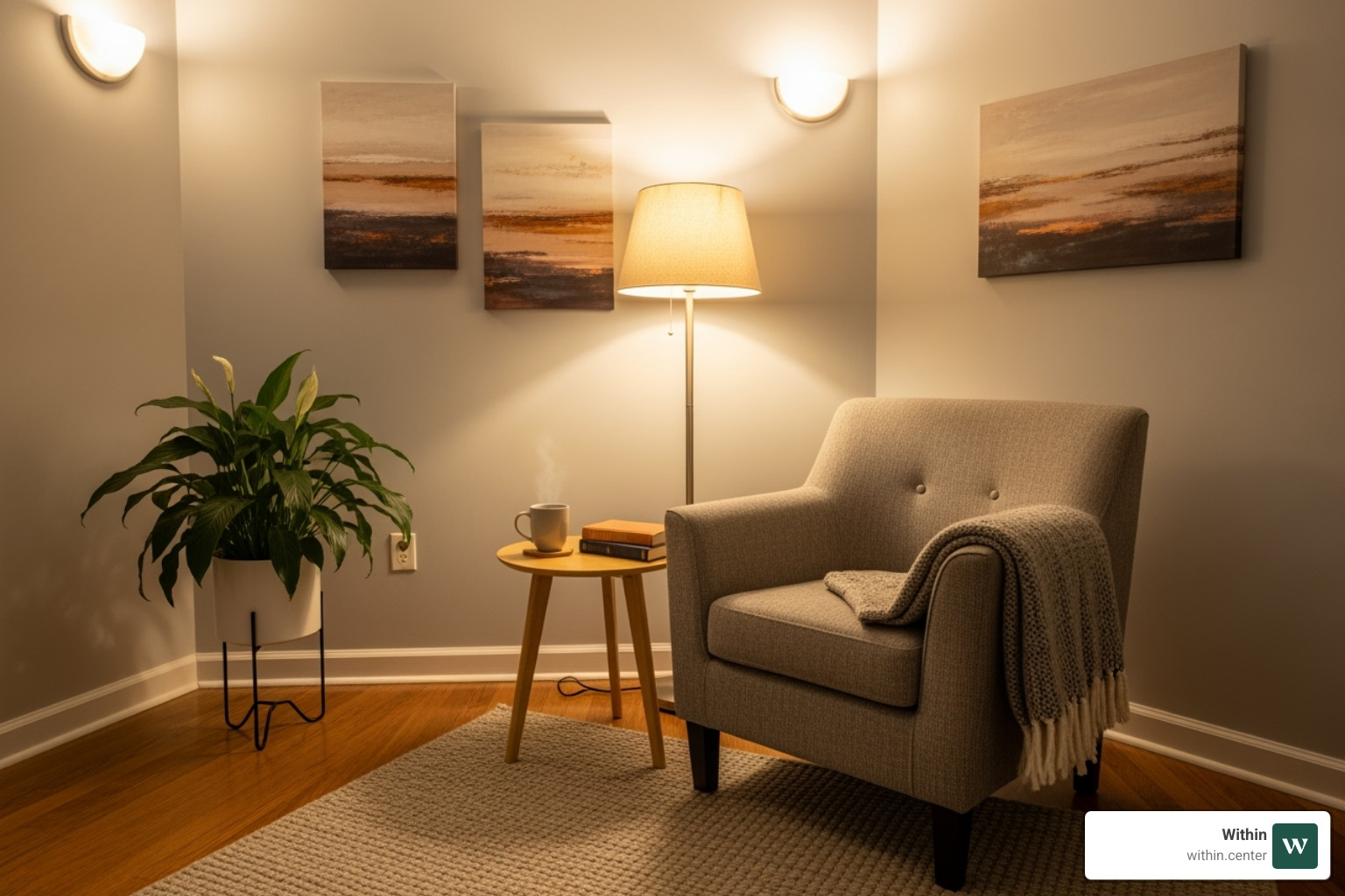 of a calm and safe therapeutic room with a comfortable chair and soft lighting; Available treatments; Legal pathways; Clinical considerations. - Psychedelic therapy Texas of a calm and safe therapeutic room with a comfortable chair and soft lighting; Available treatments; Legal pathways; Clinical considerations. - Psychedelic therapy Texas