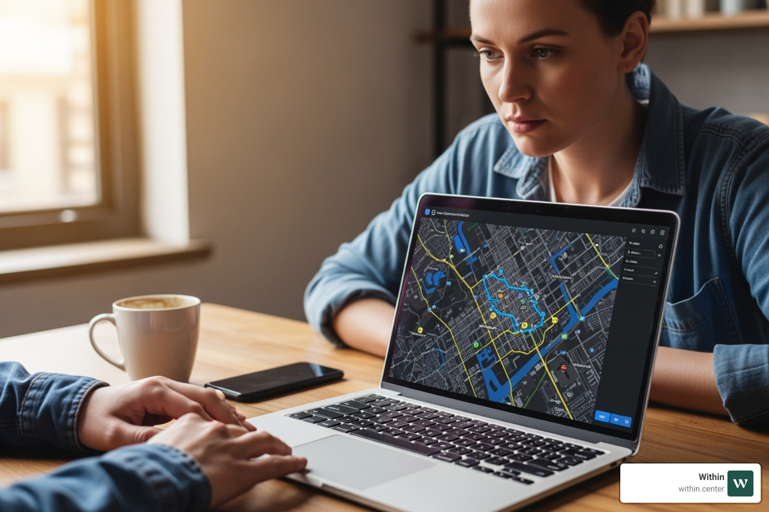 person looking at a map on a laptop - depression retreat near me